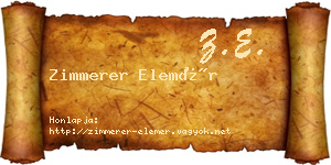 Zimmerer Elemér névjegykártya